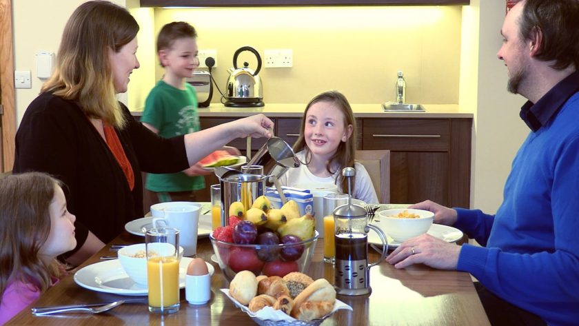 Family breakfast in Family suite