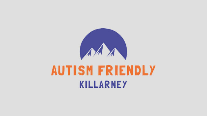Autism Friendly Killarney logo with blue mountain design on a light background, highlighting inclusive travel destination.