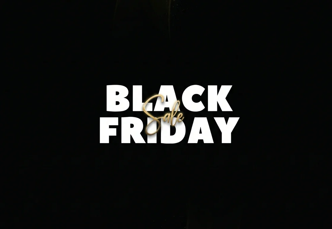 Elegant Black Friday sale design with sparkling gold accents, ideal for luxury hotel deals and special offers.